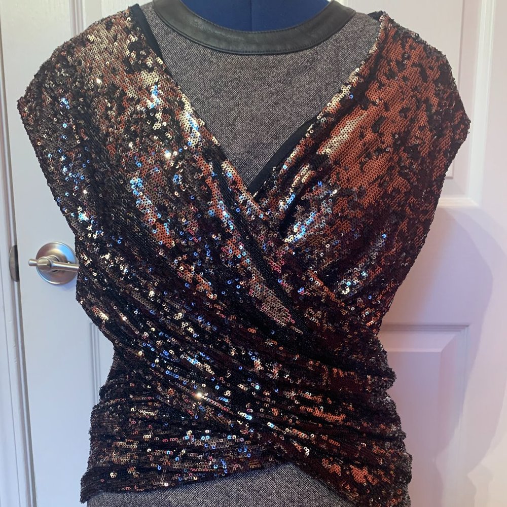 Black and Silver glitter blouse Donna Karan NWT